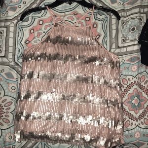 cute and stylish champagne colored sequence blouse